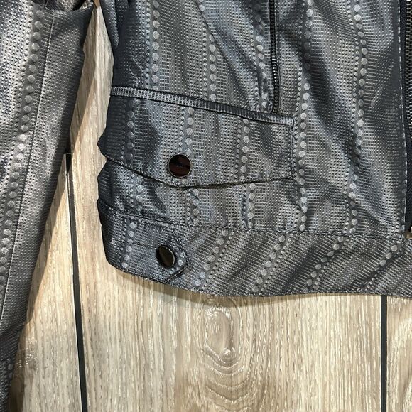 Womens Jacket 8 Full Zip Moto Gray Festival Event Grunge Rockabilly - Picture 4 of 11